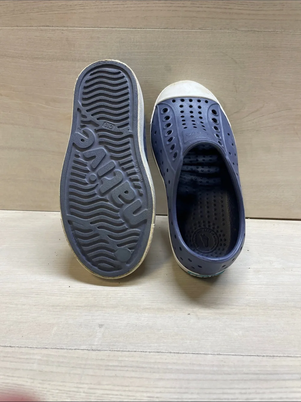 Native Kids Slip-On Water Shoes in Navy with White Toe #1186
